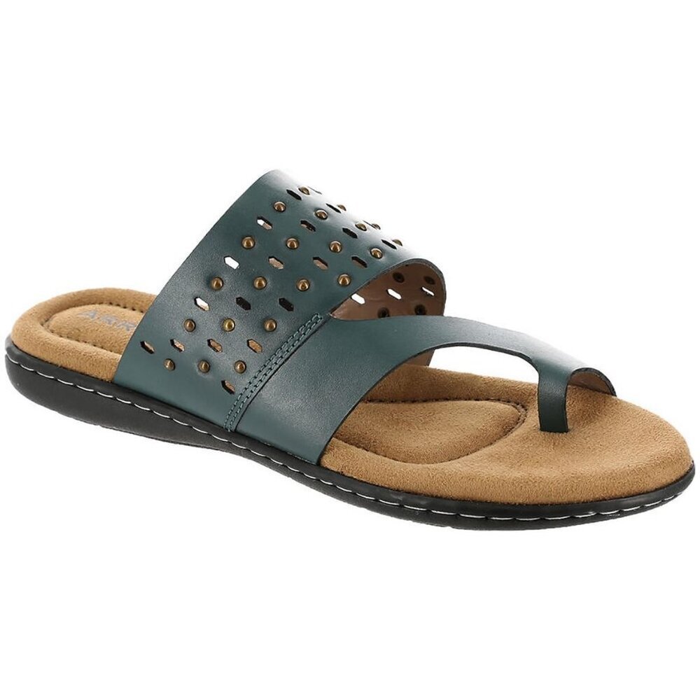 ARRAY Catalina Green Studded Leather Sandals - Picture 8 of 8
